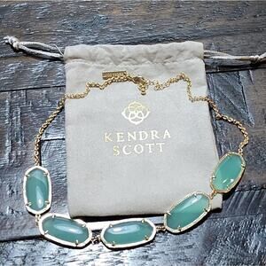 Kendra Scott‎ Green Valencia Chalcedony? 5 Stone Gold-tone Necklace vintage